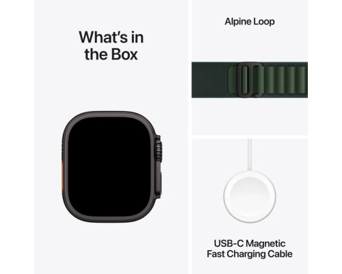 Смарт-годинник Apple Watch Ultra 2 2024 GPS + Cellular 49mm Black Titanium Case with Dark Green Alpine Loop - Small (MX4Q3UL/A)