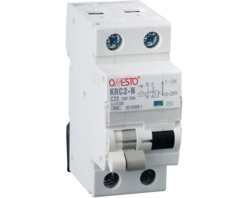 Диференціальний автоматичний вимикач ONESTO 1п+N, 25А, 30mA , тип AC, RCBO (KRC2-N)