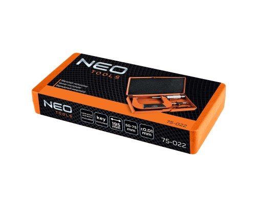 Мікрометр Neo Tools з верн'єром 50-75 мм, ±0.01 мм/м (75-022)
