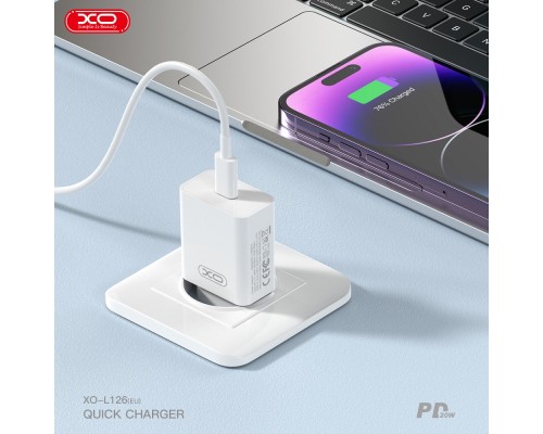 Зарядний пристрій XO L126 20W USB-C PD White (L126_White)