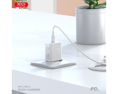 Зарядний пристрій XO L126 20W USB-C PD White (L126_White)