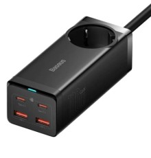 Зарядний пристрій Baseus AC + 2xUSB-C 100W + 2xUSB + cable USB-C to USB-C 100W 1.0m black (PSZM000401)