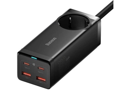 Зарядний пристрій Baseus AC + 2xUSB-C 100W + 2xUSB + cable USB-C to USB-C 100W 1.0m black (PSZM000401)