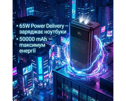 Батарея універсальна HOCO 50000mAh Apollo PD/65W QC/3.0 Black (DB81A / 714725)