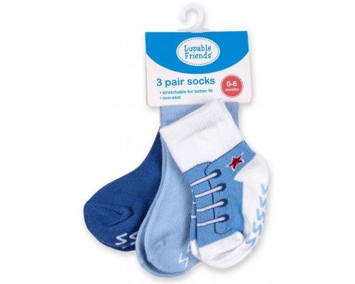 Шкарпетки дитячі Luvable Friends 3 пари неслизькі, для хлопчиків (23080.0-6 M) Шкарпетки дитячі Luvable Friends 3 пари неслизькі, для хлопчиків (23080.0-6 M)