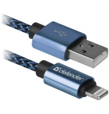 Дата кабель USB 2.0 AM to Lightning 1.0m ACH01-03T 2.1A blue Defender (87811)