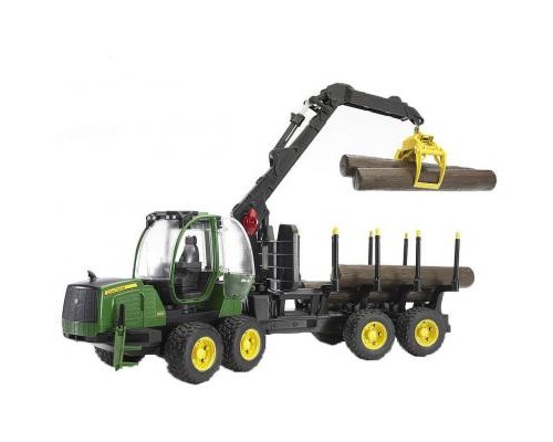 Спецтехніка Bruder Трактор з системою захоплення John Deere з причепом і колода (02133)