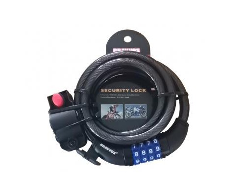 Замок велосипедний Bravvos LOC-125-135 Code 12mm x 1500mm Black (LCK-030)