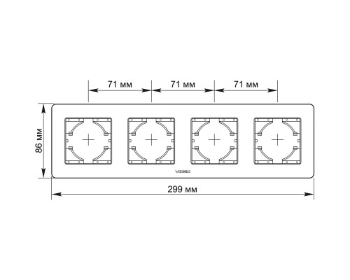 Рамка Videx BINERA сріблястий алюміній 4 поста (VF-BNFRA4H-SL)