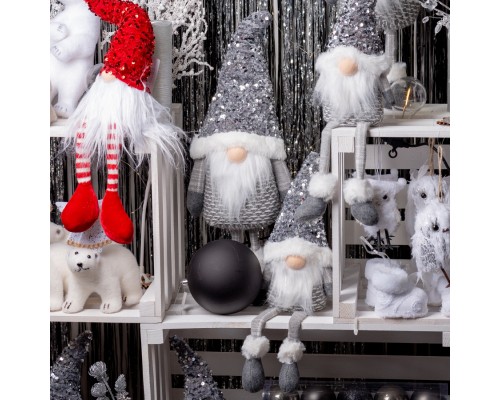 Новорічна фігурка Novogod`ko Гном, срібна паєтка, 52 см (973730)