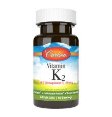 Вітамін Carlson Вітамін K2, MK-7, 90 мкг, Vitamin K2 as MK-7, 60 желатинових (CL10710)