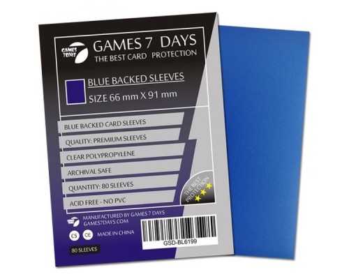 Протектор для карт Games 7 Days 66 х 91 мм, MTG, 80 шт Blue (PREMIUM) (GSD-BL6691)