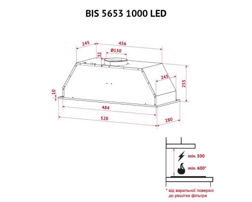 Витяжка кухонна Perfelli BIS 5653 I 1000 LED