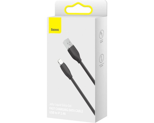 Дата кабель USB 2.0 AM to Lightning 2.0m 2.4A Jelly Liquid Silica Gel Black Baseus (CAGD000101)