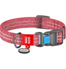 Нашийник для тварин WAUDOG Re-cotton з QR паспортом світловідбивний Ш 25 мм Д 33-49 см червоний (02923)