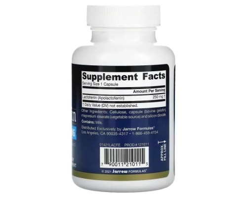 Пробіотики Jarrow Formulas Лактоферин сублімований, 250 мг, Lactoferrin, Freeze Dried, 60 ка (JRW-21011)