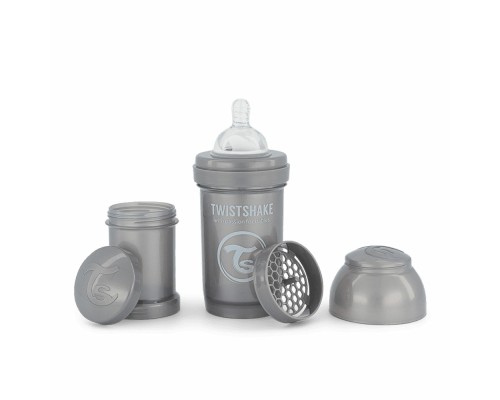 Пляшечка для годування Twistshake Pearl Grey 180 мл, антиколікова, силіконова (78378)