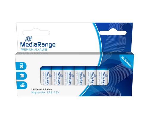 Батарейка Mediarange AA LR6 1.5V Premium Alkaline Batteries, Mignon, Pack 10 (MRBAT105) Батарейка Mediarange AA LR6 1.5V Premium Alkaline Batteries, Mignon, Pack 10 (MRBAT105)