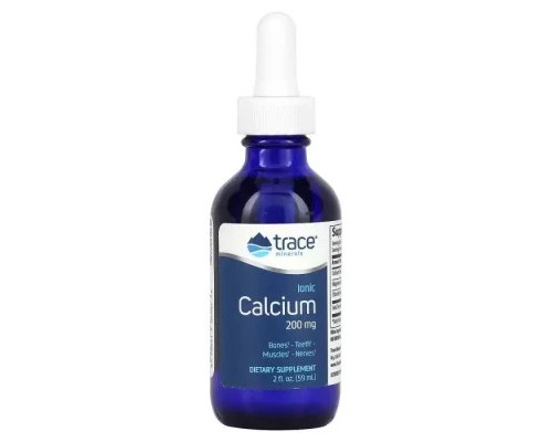 Мінерали Trace Minerals Кальцій іонний у краплях, 200 мг, Ionic Calcium, 59 мл (TMR-00357)