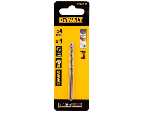 Свердло DeWALT по металу Black & Gold, HSS-G, 4 х 75 х 43 мм (DT20517)
