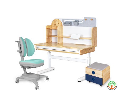 Парта з кріслом Mealux Timberdesk L (парта + крісло + тумба) (BD-690 L+ box BD 920-2 BL+Y-115 TG)