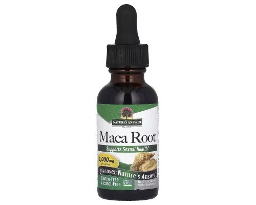 Трави Nature's Answer Мака, 1000 мг, без спирту, Maca Root, Alcohol-Free, 30 мл (NTA-09552)