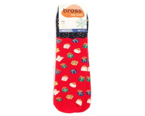 Шкарпетки дитячі Bross новорічні махрові (10436-6-8-red)