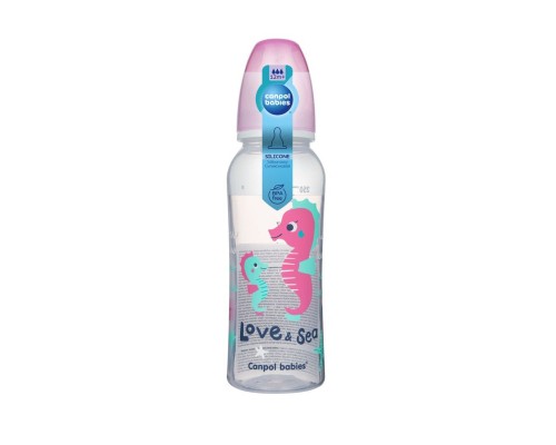 Пляшечка для годування Canpol babies PP LOVE&SEA 250 мл рожева (59/400_pin)