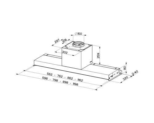 Витяжка кухонна Faber In-Nova Touch Bk/X A90 (305.0611.153)
