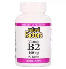 Вітамін Natural Factors Вітамін В2, Рибофлавін, 100 мг, 90 Пігулок (NFS-01215)