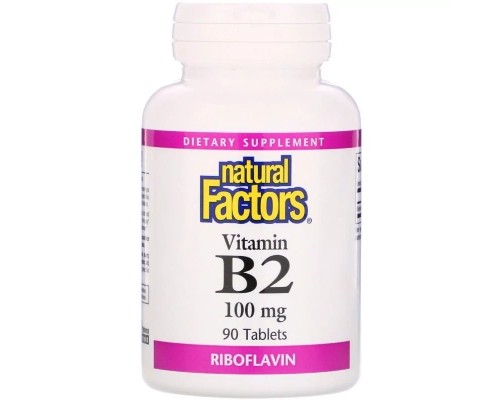 Вітамін Natural Factors Вітамін В2, Рибофлавін, 100 мг, 90 Пігулок (NFS-01215) Вітамін Natural Factors Вітамін В2, Рибофлавін, 100 мг, 90 Пігулок (NFS-01215)