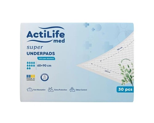 Пелюшки для малюків ActiLife Med Super 60 х 90, 30 шт (4820174981495)
