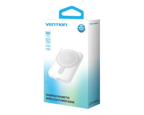 Батарея універсальна Vention Magnetic Wireless 5000mAh 20W 3A, PD USB-C, Light Indicator, White (FHSW0)