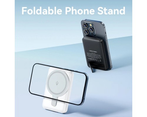 Батарея універсальна Vention Magnetic Wireless 5000mAh 20W 3A, PD USB-C, Light Indicator, White (FHSW0)