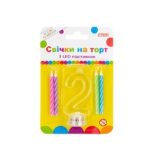 Свічка Maxi 4 шт. на торт з LED підставкою 