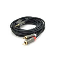Кабель мультимедійний 3.5mm M to 2xRCA M 3.0m black VEGGIEG (YT-AR2-3) Кабель мультимедійний 3.5mm M to 2xRCA M 3.0m black VEGGIEG (YT-AR2-3)