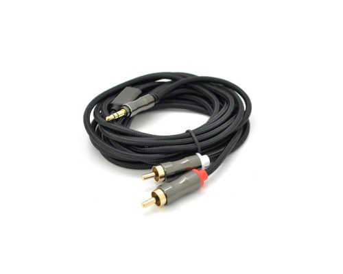 Кабель мультимедійний 3.5mm M to 2xRCA M 3.0m black VEGGIEG (YT-AR2-3)