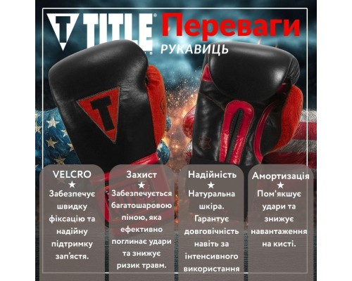Боксерські рукавички Title Boxing All Heart Bag Gloves 2.0 Black/Red 12 oz (AHABG2 12 oz BK/RD)