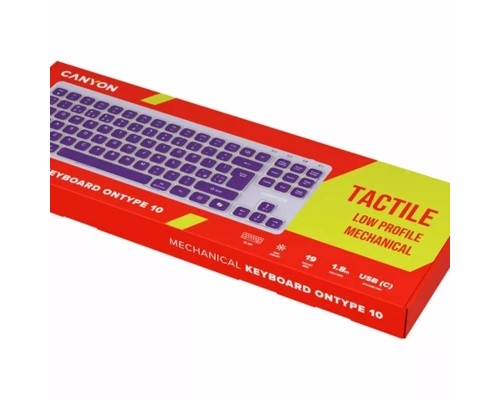 Клавіатура Canyon OnType 10 TKL Mechanical Silent Low-profile USB UA Violet (CNS-HKB10V)