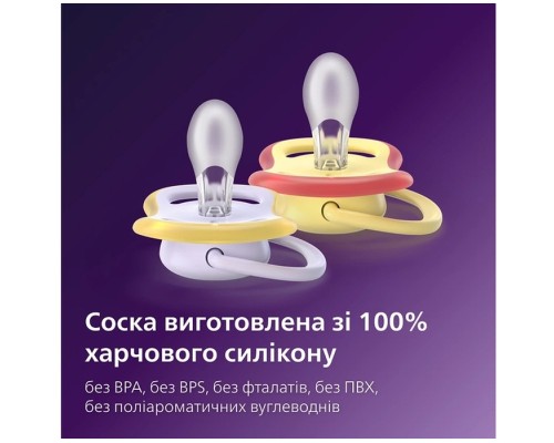 Пустушка Philips AVENT Ultra Air 0-6 місяців 2 шт жовто-фіолетова (SCF087/04)