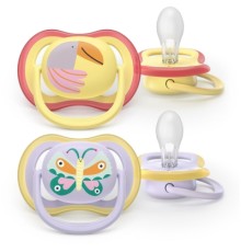 Пустушка Philips AVENT Ultra Air 0-6 місяців 2 шт жовто-фіолетова (SCF087/04)