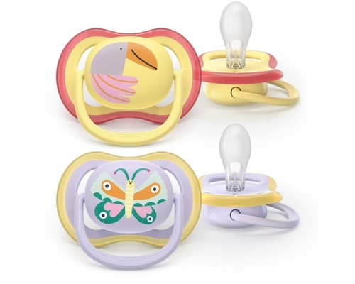 Пустушка Philips AVENT Ultra Air 0-6 місяців 2 шт жовто-фіолетова (SCF087/04)