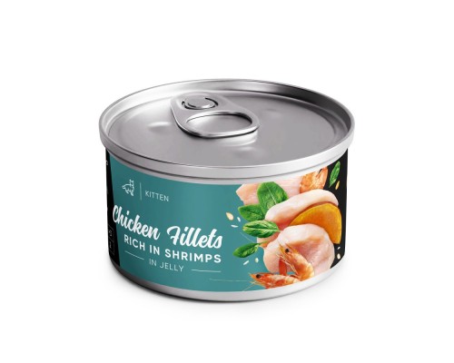 Консерви для котів Savory Chicken Fillets rich in Shrimps in Jelly for Kittens 70 г (4820261920963)