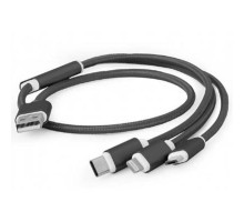 Дата кабель USB 2.0 AM to Lightning + Micro 5P + Type-C 1.0m black Cablexpert (CC-USB2-AM31-1M)
