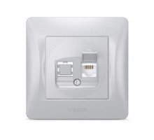 Комп'ютерна розетка Videx BINERA CAT6 одинарна сереб (VF-BNSK1PC6-SS)