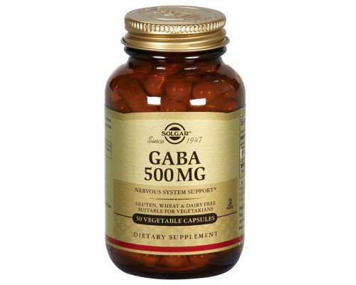 Амінокислота Solgar GABA (Гамма-Аміномасляна Кислота, GABA, 500 мг, 50 вегетаріа (SOL01210)