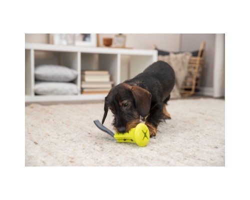 Іграшка для собак Trixie Дзвіночок з мотузкою для ласощів 11×22 см (гума) (4011905334127)