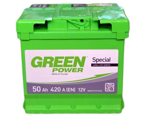 Акумулятор автомобільний GREEN POWER Standart 50Ah (+/-) (420EN) (22354)