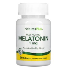 Амінокислота Natures Plus Мелатонін Швидкодіючий, 1 мг, Fast Acting Melatonin, 90 табле (NAP-47624)
