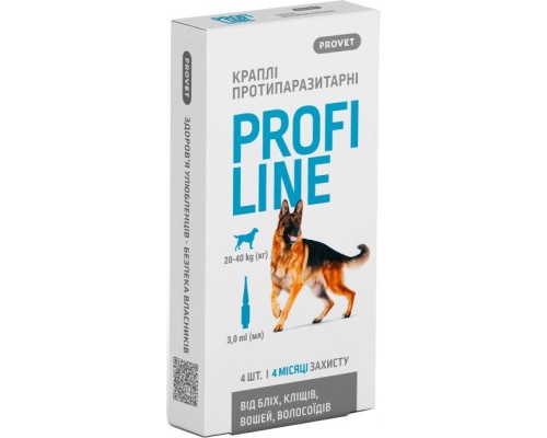 Краплі для тварин ProVET Profiline інсектоакарицид для собак 20-40 кг 4/3 мл (4823082431021)